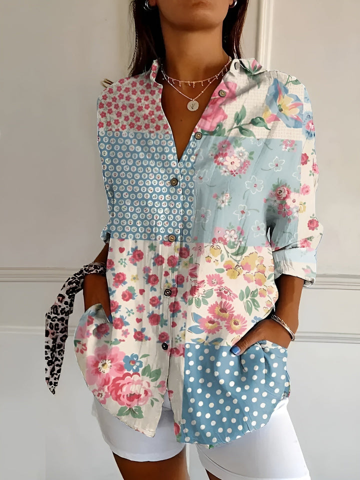 Floral Print Button-Up Shirt for Women