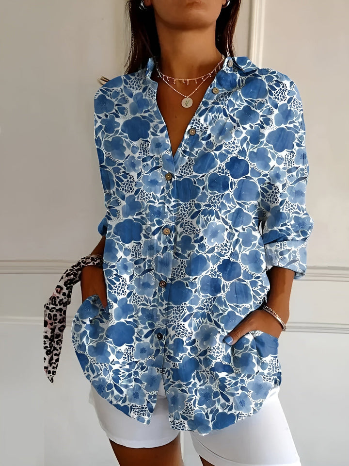 Floral Print Button-Up Shirt for Women
