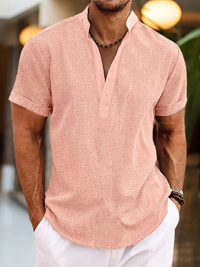 Short Sleeve Henley Shirt for Men