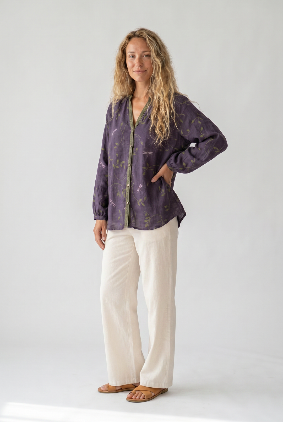 Floral Print V-Neck Blouse for Women