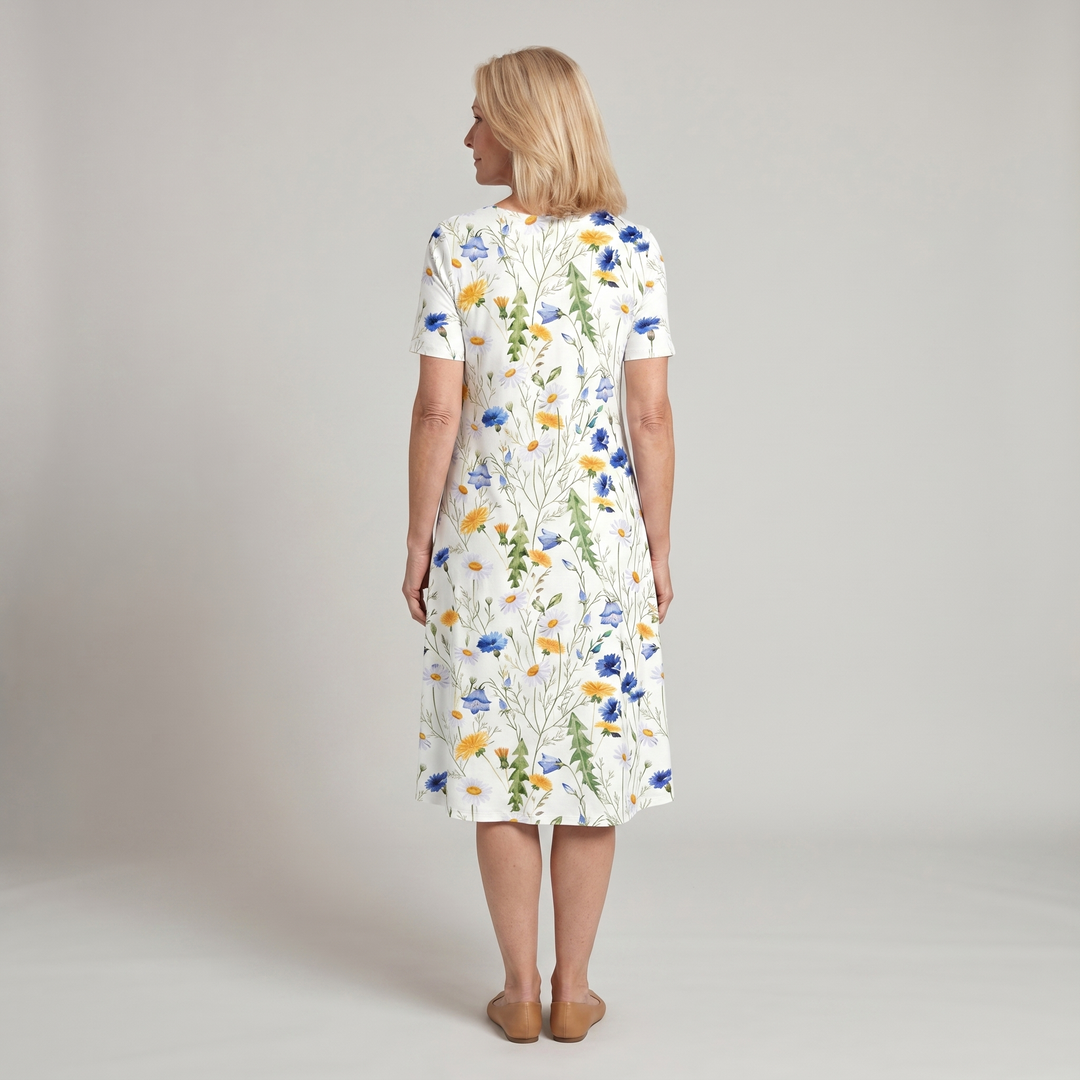 Floral Short Sleeve Midi Dress for Women