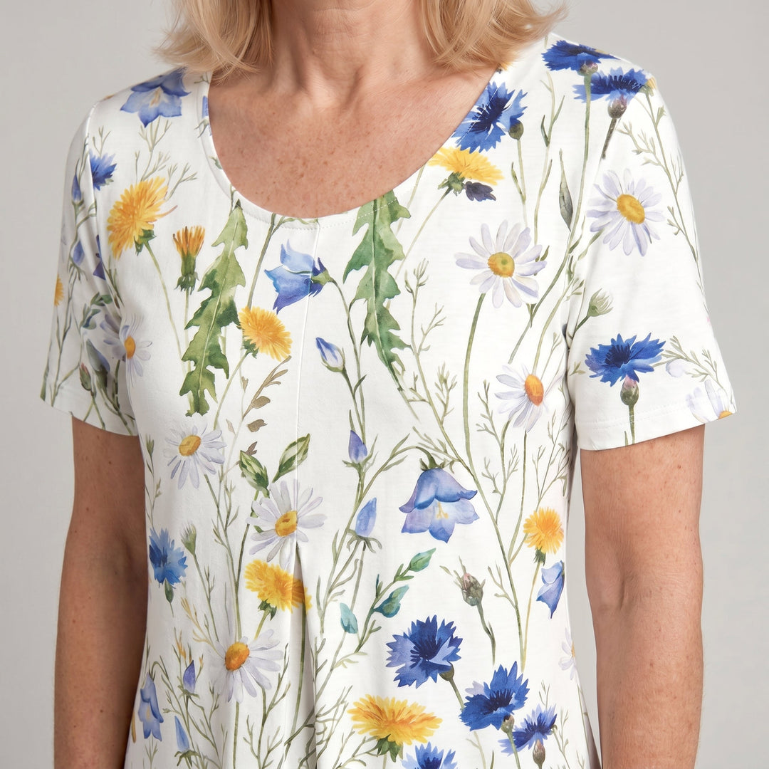 Floral Short Sleeve Midi Dress for Women